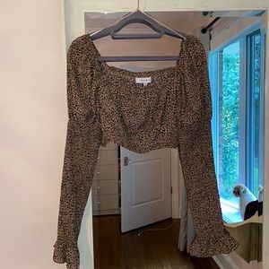 Cheetah, puff sleeve, crop top, size M